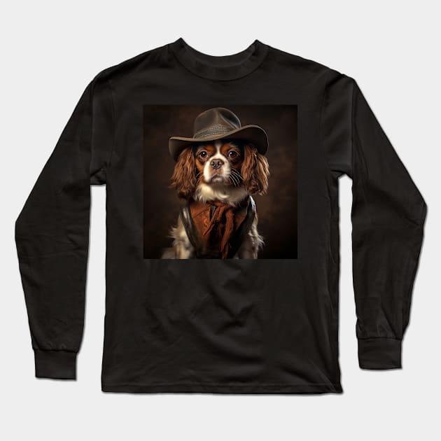 Cowboy Dog - Cavalier King Charles Spaniel Long Sleeve T-Shirt by Merchgard